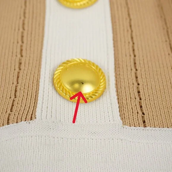 Cara Cara Aurora Two-Tone Striped Midi Dress In Tan Ivory Size Large (NWD) - Picture 10 of 11